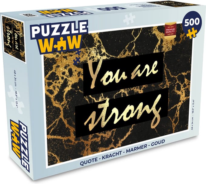 Puzzel Quote - Kracht - Marmer print - Goud - Legpuzzel - Puzzel 500 stukjes