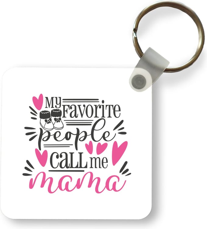 Sleutelhanger - Moeder cadeau - Wit - Tekstbord mama