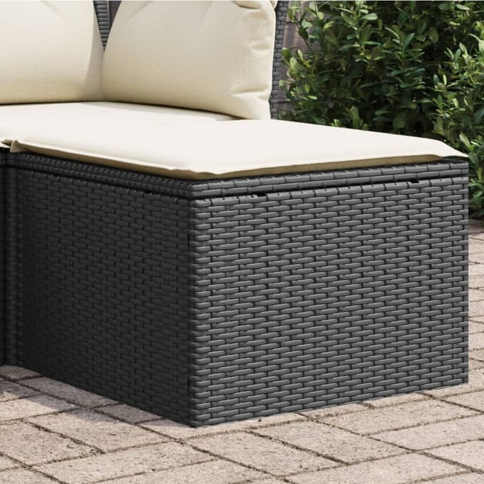 vidaXL - Tuinkruk - met - kussen - 55x55x37 - cm - poly - rattan - zwart