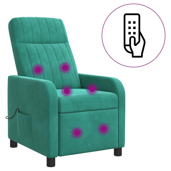 vidaXL - Massage - Relaxstoel - Turquoise - fluweel