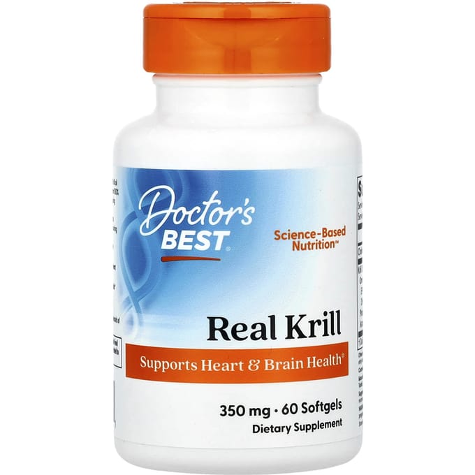 Doctor's Best, véritable krill, 350 mg, 60 gélules
