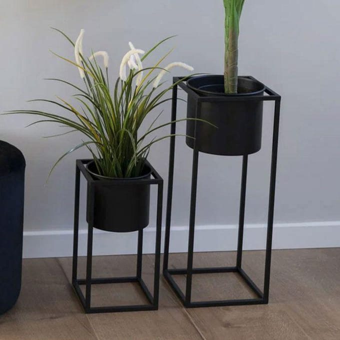 House-Nordic-2-delige-Bloempottenset-Lena-zwart