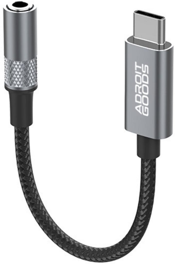 AdroitGoods USB Type-C naar 3,5 mm AUX Audio Kabel Adapter Compatibel met Type C Smartphones - Grijs