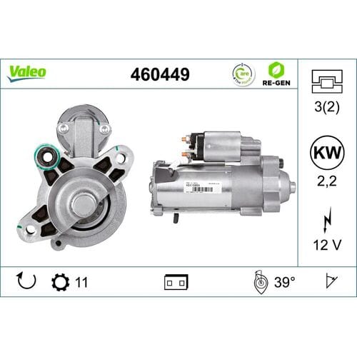 Startmotor / Starter VALEO RE-GEN REMANUFACTURED VALEO 460449