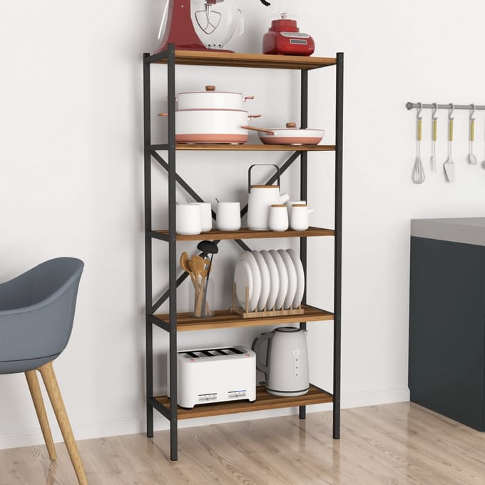 Staand rek Tomelilla 160x66x34 cm walnootkleurig