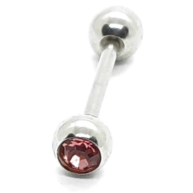 Tong Piercing - Zilver Met Steentjes