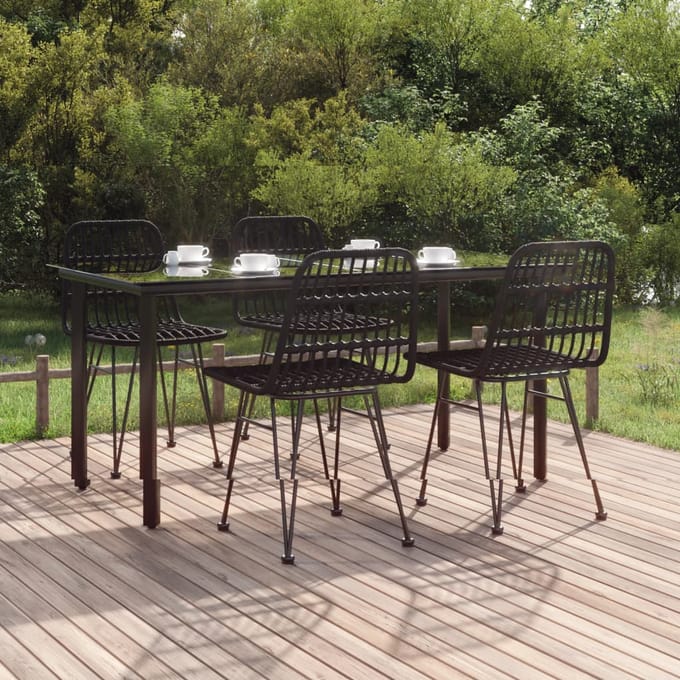 vidaXL - 5-delige - Tuinset - poly - rattan - zwart