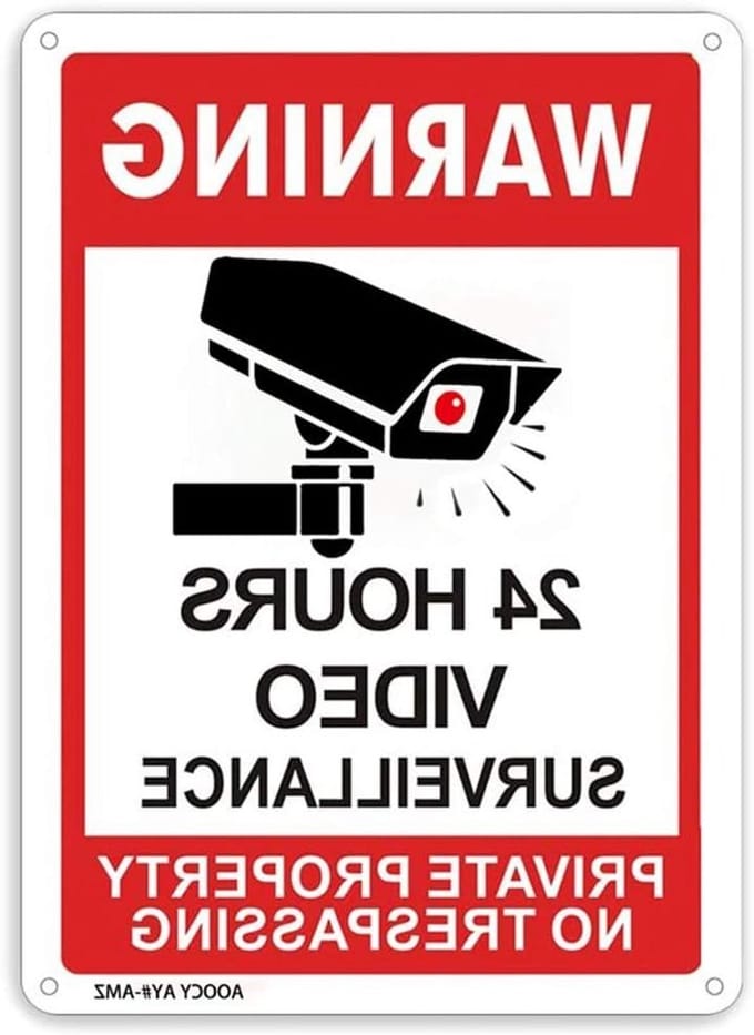 Bewakingsbord - Waarschuwingsbord Camera - Beveiliging Eigendom - Weerbestendig Metaal - 18x25 cm - Zwart