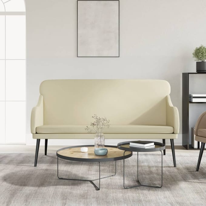 vidaXL - Bankje - 110x76x80 - cm - kunstleer - crèmekleurig