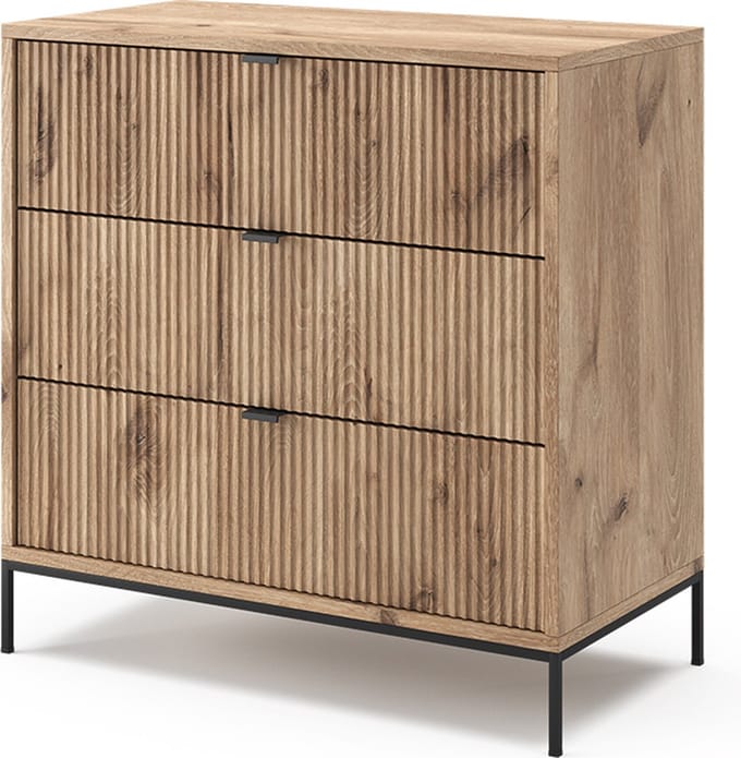 Vicco Ladekast Eliza, Viking Eik, 80 x 81.2 cm met 3 laden