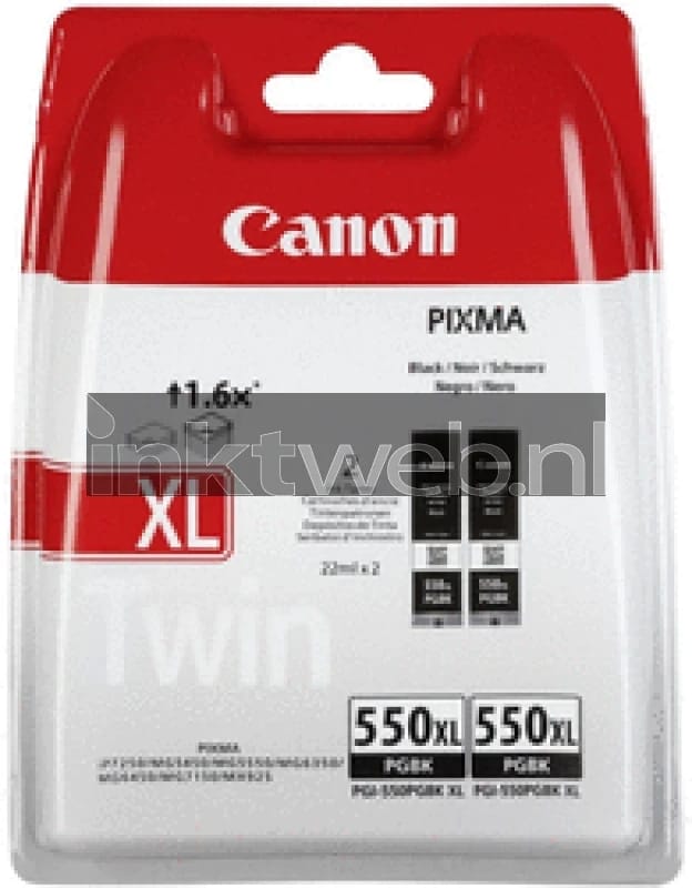 Canon PGI-550PXL - Inktcartridge / Zwart / Hoge Capaciteit / 2-pack