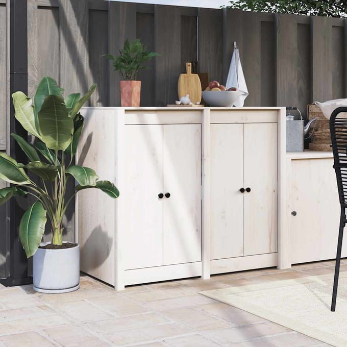 vidaXL - Kastdeurtjes - voor - buitenkeuken - MEPPEL - - 2 - st - 50x9x82 - cm - wit