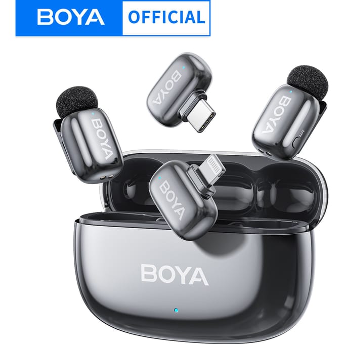 BOYA Mini 2 draadloze lavaliermicrofoon AI ruisonderdrukking mini-microfoon voor iPhone 6-14/15-17 USB-C Android-telefoon video-opname 2 mic Type-C