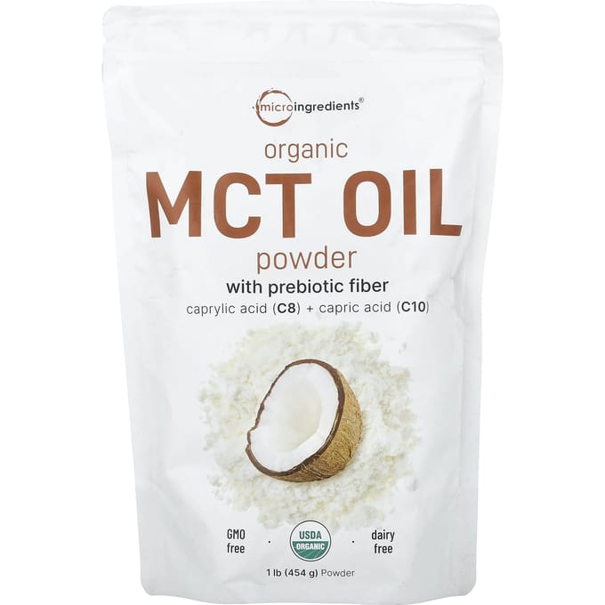 Micro Ingredients, Biologisch MCT-oliepoeder, met prebiotische vezels, 1 lb (454 gr)