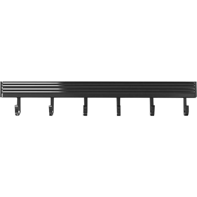 Keuken Wandhaakrek Aluminium Sterk Draagvermogen Ponsvrij Multifunctioneel Keukengerei Rek 30cm 6 Haken black