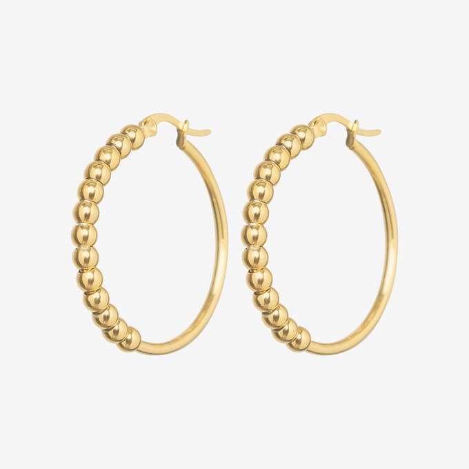Essenza Large Balls Hoop Earrings Gold