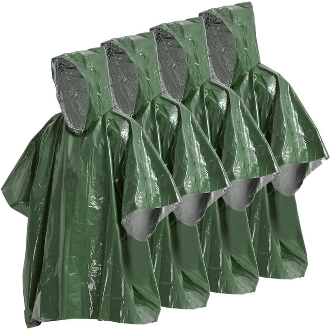 4-pack noodregenponcho thermische dekenponcho weerbestendige outdoor survival-kampeeruitrusting