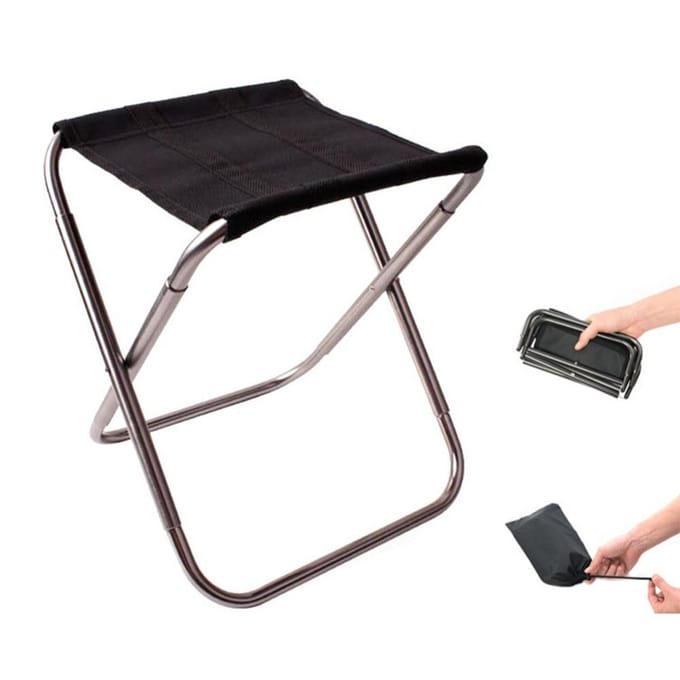 Buiten Viskruk Ultralicht Draagbaar Opvouwbaar Camping Picknick Stoel black