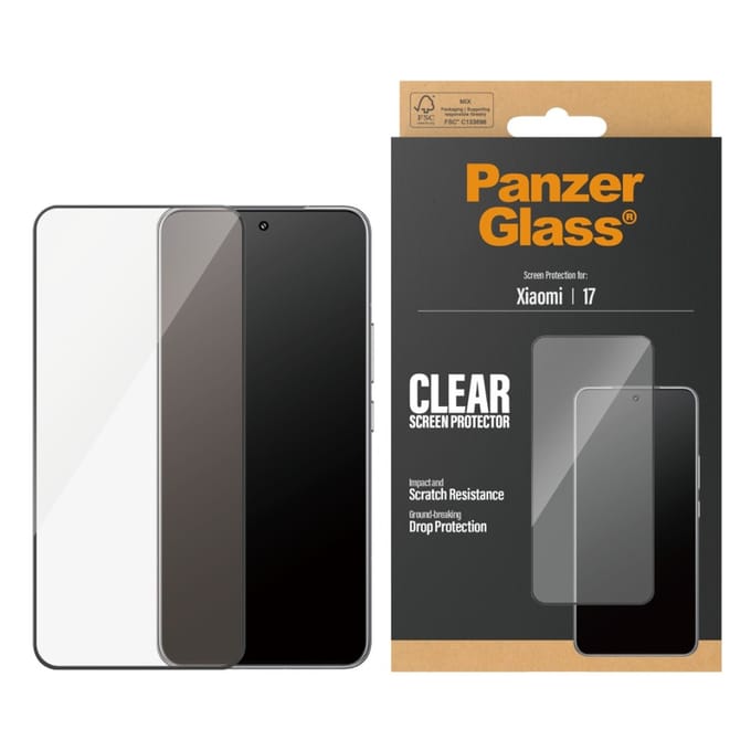 PanzerGlass Ultra-Wide Fit Anti-Bacterial Screenprotector incl. applicator voor de Xiaomi 17