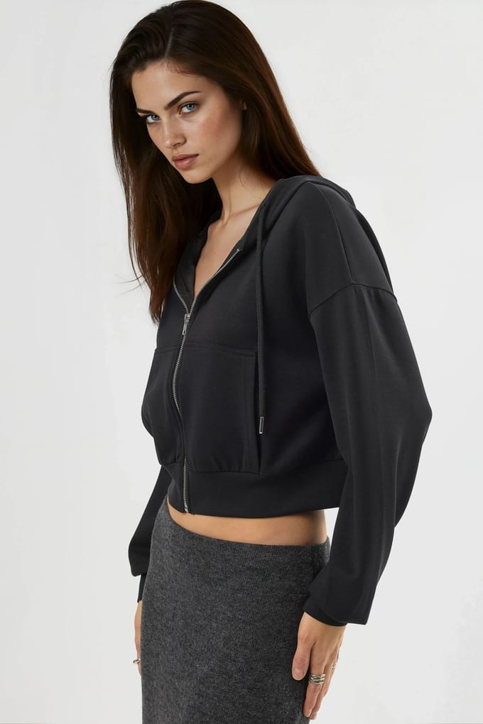 Hooded korte jas met rits