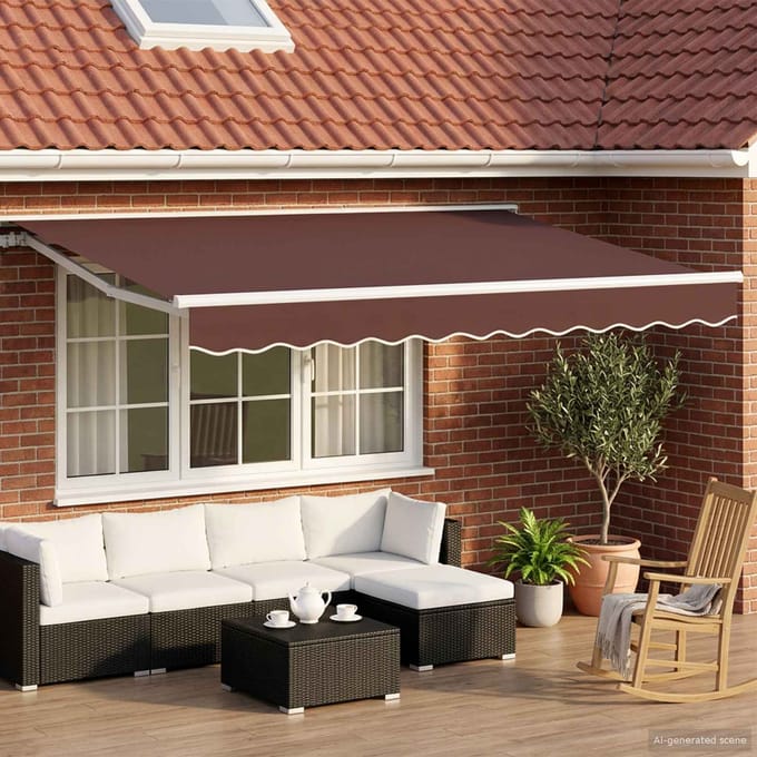vidaXL - Handmatig - uitschuifbare - luifel - Bruin - 3 - x - 2,5 - m
