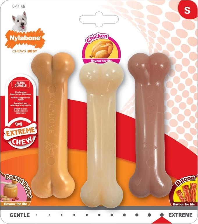 Nylabone Bot Extreme Triopak Pinda/Kip/Bacon S