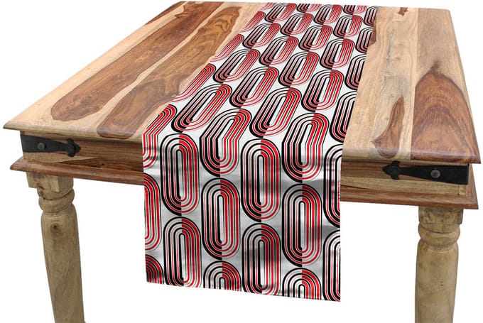 ABAKUHAUS tafelloper – 40x180 cm – rood/wit – 100% polyester, wasbaar