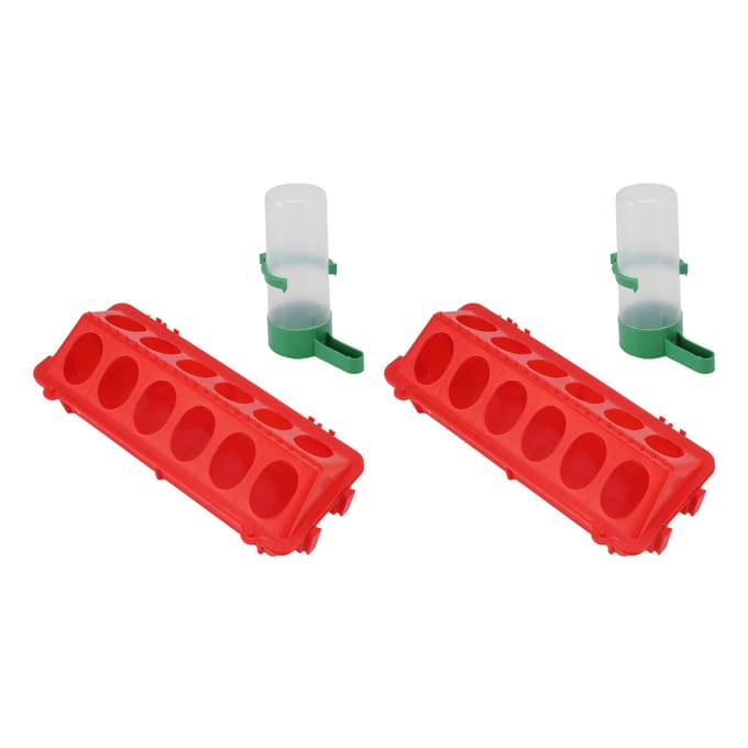 2-delige Flip Top Chick Birds Water Feeder PP Kippenbak Automatische Feeder met Spatwaterdichte Deksel red