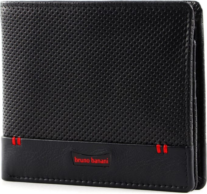 bruno banani Leren Portemonnee Wallet Black Zwart