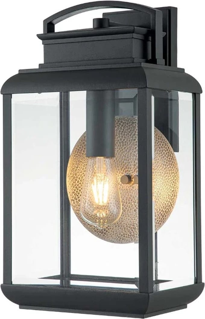 Quoizel LED Wand Buitenlamp Byron | 1X E27 Max 60W | IP44 | Dimbaar | Graphite with Pewter Reflector