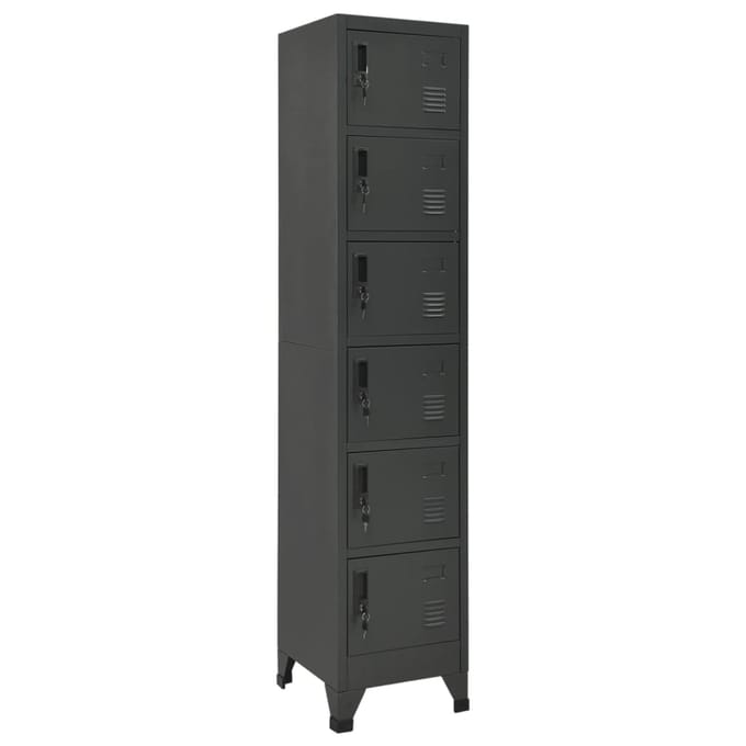 vidaXL - Lockerkast - 38x40x180 - cm - staal - antracietkleurig