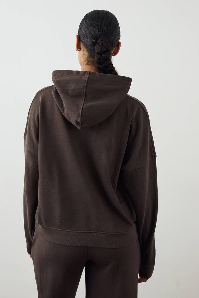 Dames DSGN Studio Premium Heavyweight Gewassen Oversized Hoodie | Chocolate | Maat: Medium