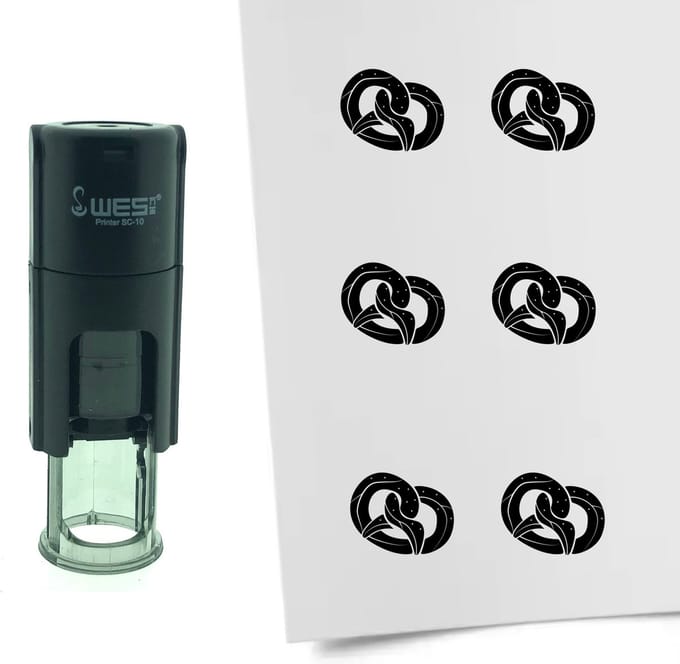 CombiCraft Stempel Pretzel 10mm rond - zwarte inkt