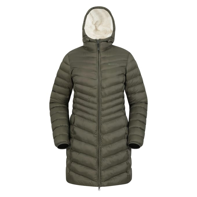 Mountain Warehouse Dames/Dames Florence gewatteerde jas met imitatiebontvoering (Kaki Groen)