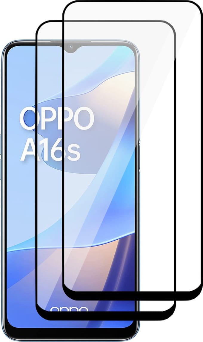 Screenprotector geschikt voor Oppo A16 / A16s - Glas Full Screen Protector - 2 Stuks
