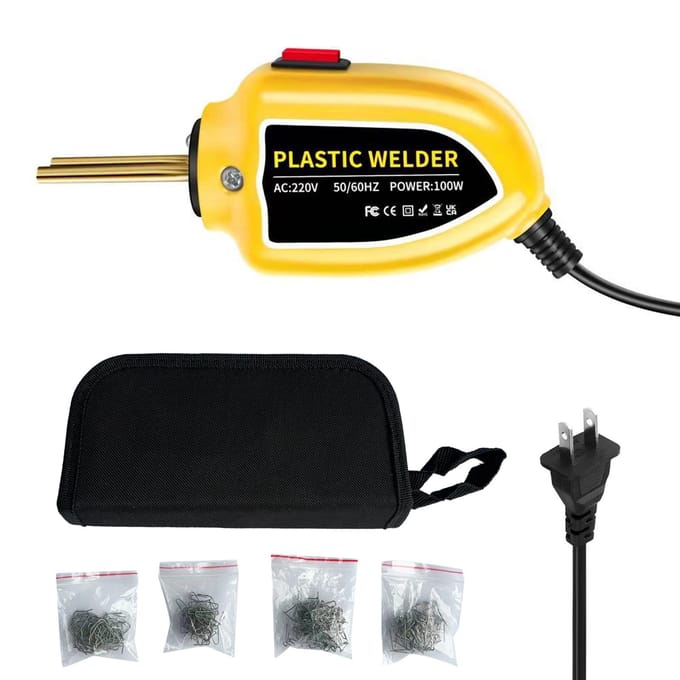 100W Plastic Lasser, Hot Nietmachine Machine Auto Bumper Reparatieset met Tang, Mes, 200 stks FlatOuter US Plug