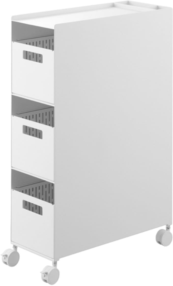 Yamazaki Tower Opbergmanden op wielen 3-laags - Wit