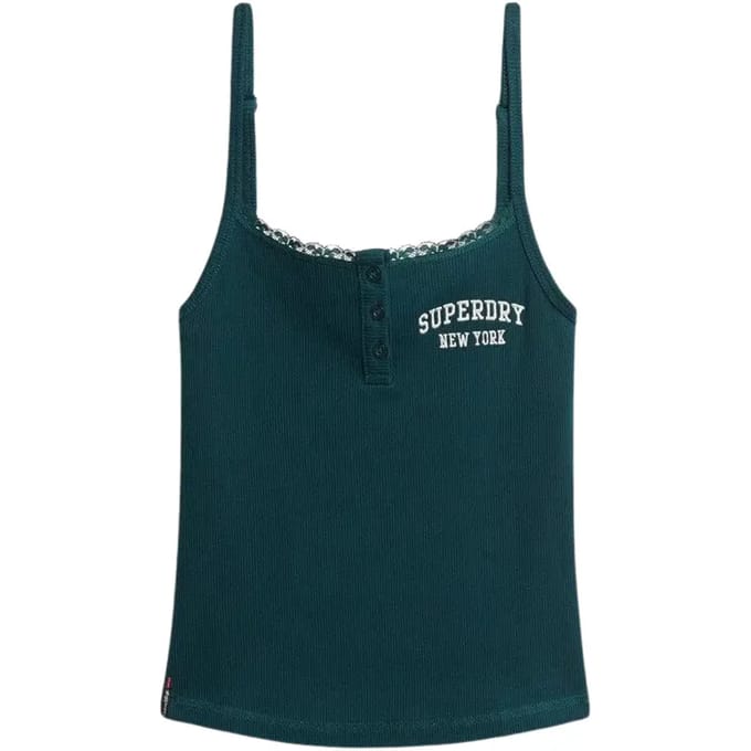 Superdry - Athletic Essentials camitop met knopen en borduursel - Dames - Vesten