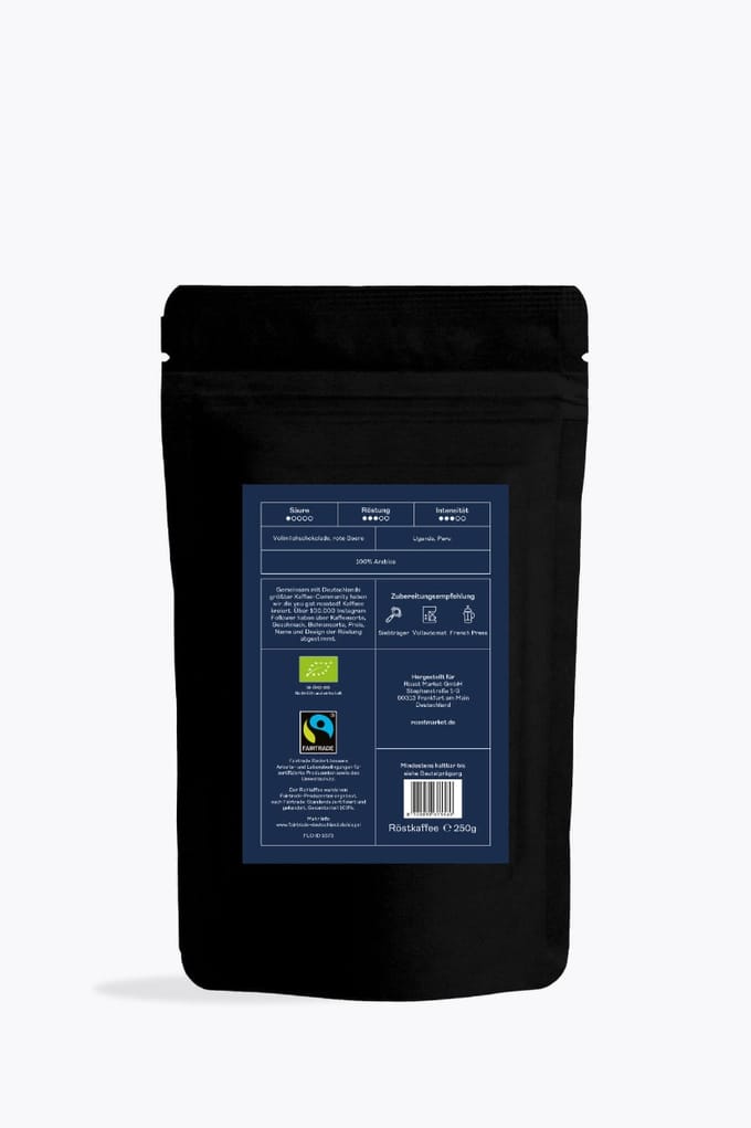 roastmarket you got roasted! Cafe Crema Creamylicious Bio 250 g   Ganze Bohne   Fairtrade Arabica Kaffee, Oeganda, Peru   Schokoladig Fruchtig