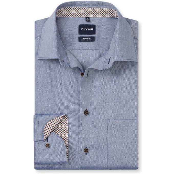 OLYMP Luxor Overhemd, Modern Fit, New Kent, Marineblauw