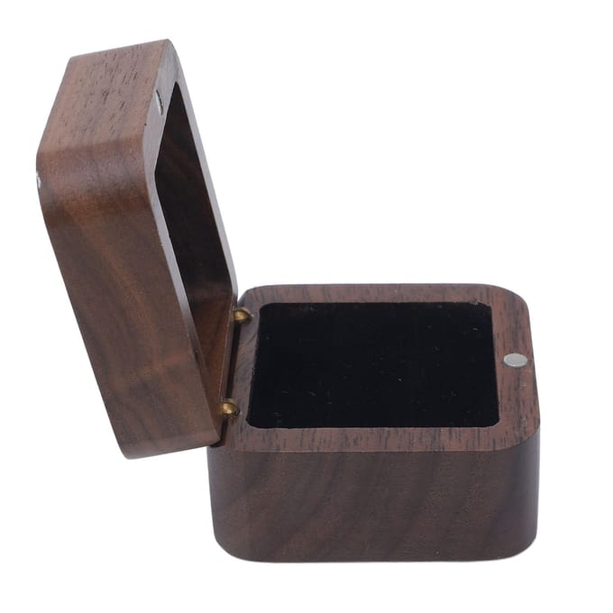 Ringdoos Walnoothouten Frame Sponsvulling Retro Stijl Ringhouder voor Verloving Bruiloft Sieraden gray