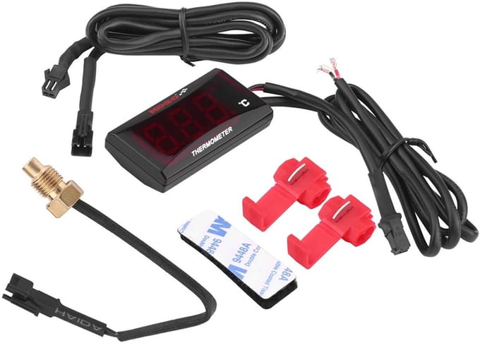 Motorfiets Thermometer - Watertemperatuur Meter - Motor Temperatuur - Waterdicht Zonlichtbestendig - M10 Schroefdraad - Zwart