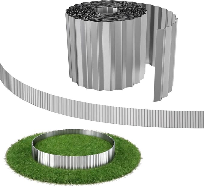 Graskant Afboording - Flexibele Rand - Tuin Afbakenen - Weerbestendig Metaal - 5 Meter - Zilver