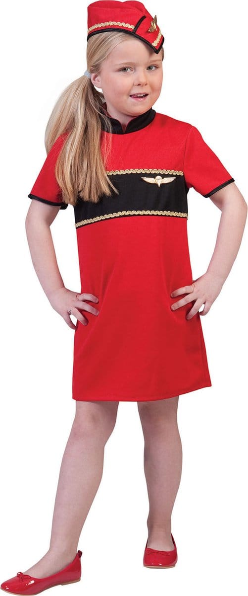 Stewardess pakje kind rood - Maat 140
