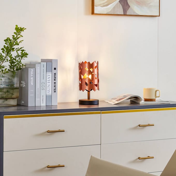 Lucande - Tafellamp - 1licht - IJzer, metaal - H: 25 cm - E27 - koper