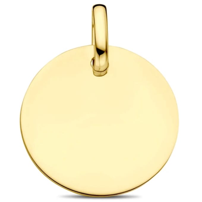 9K Geelgouden graveerhanger rond 13,5 mm - 8000170