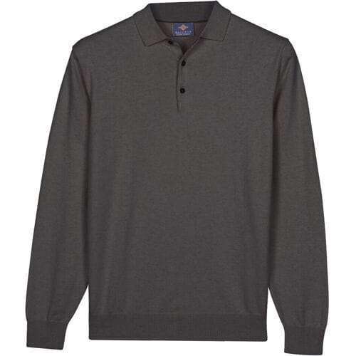 Baileys Trui Pima Cotton Polo Pullover Placket Buttons Stone Grey / male