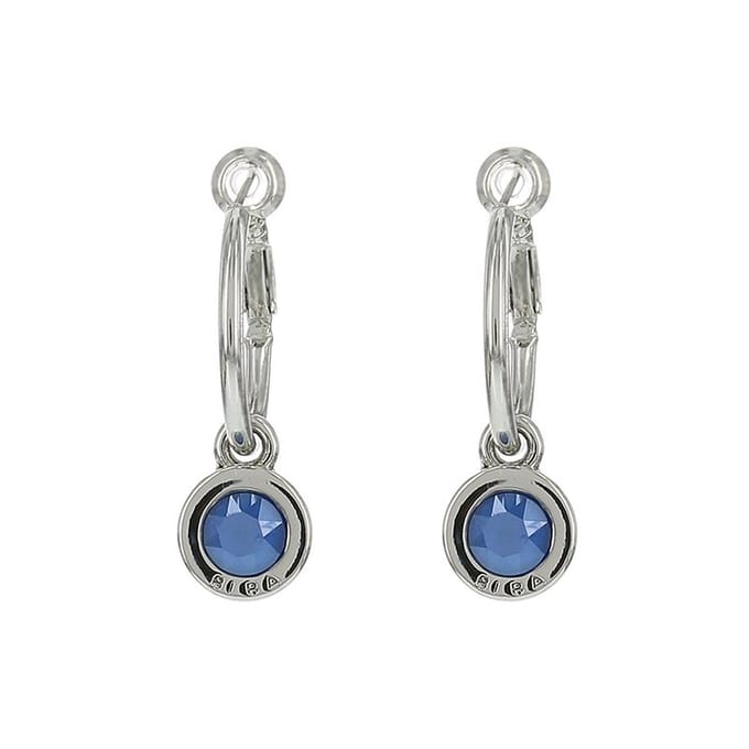 Biba Oorhangers Zilver met gekleurde steen Groot Royal Blue