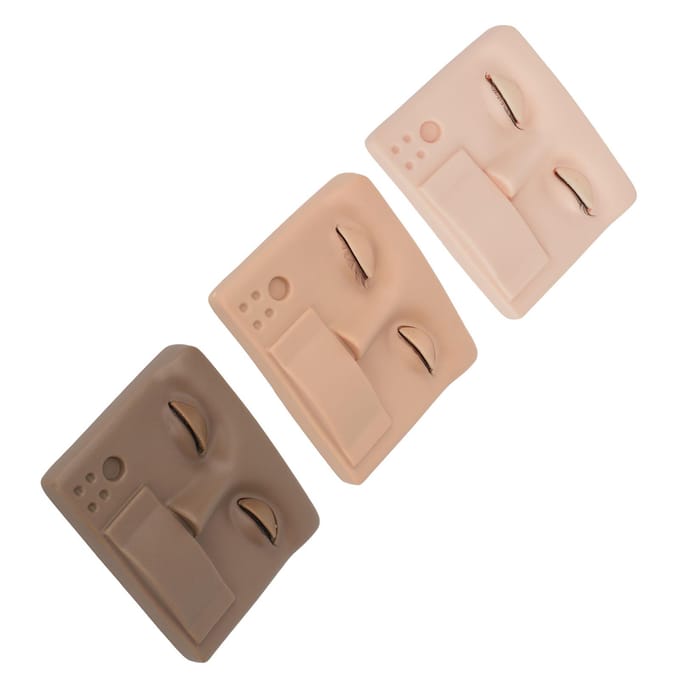 3PCS Mannequin Hoofd Multifunctioneel Lash Verwijderbare Oogleden Training Mannequin Hoofd Oogwimper beige