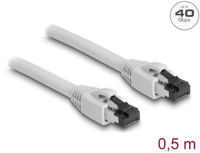 Delock RJ45 Network Cable Cat.8.1 S/FTP 0.5 m up to 40 Gbps grey